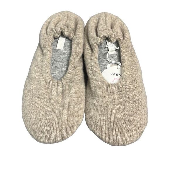 Skin XS 3-4 100% Cashmere Ballet Flats Slippers House Shoes Tan NWT Luxury - Picture 1 of 7